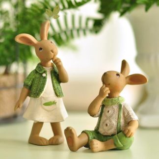 Playful Pensive Bunny Figurines