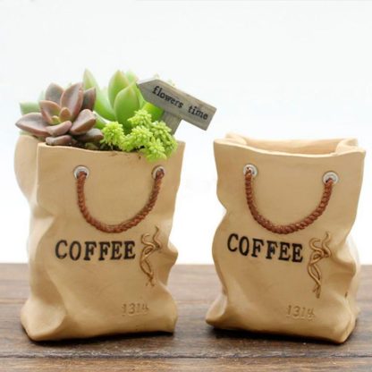 Cute succulent pots that look like coffee bags