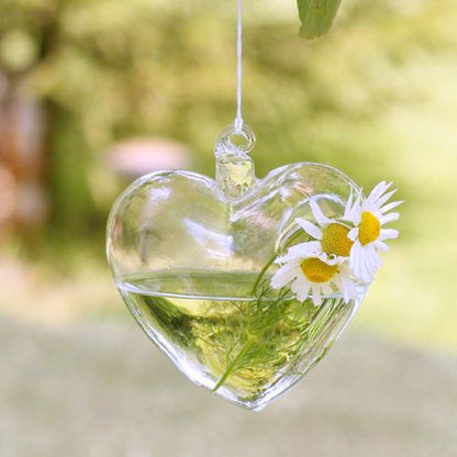 hanging heart glass vase