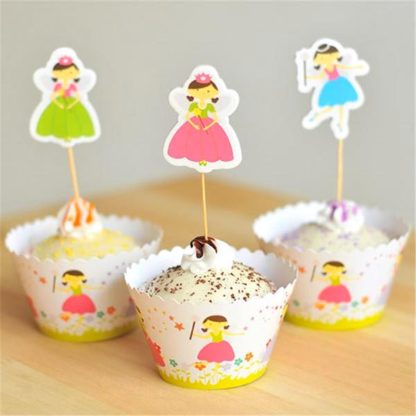 Cute flying fairy cup ckae wrappers and toppers