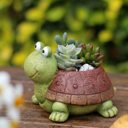 Cute green turtle succulent pot