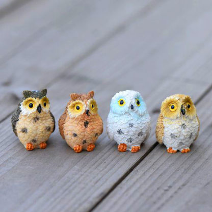 Four cute fairy garden owl figurines for sale